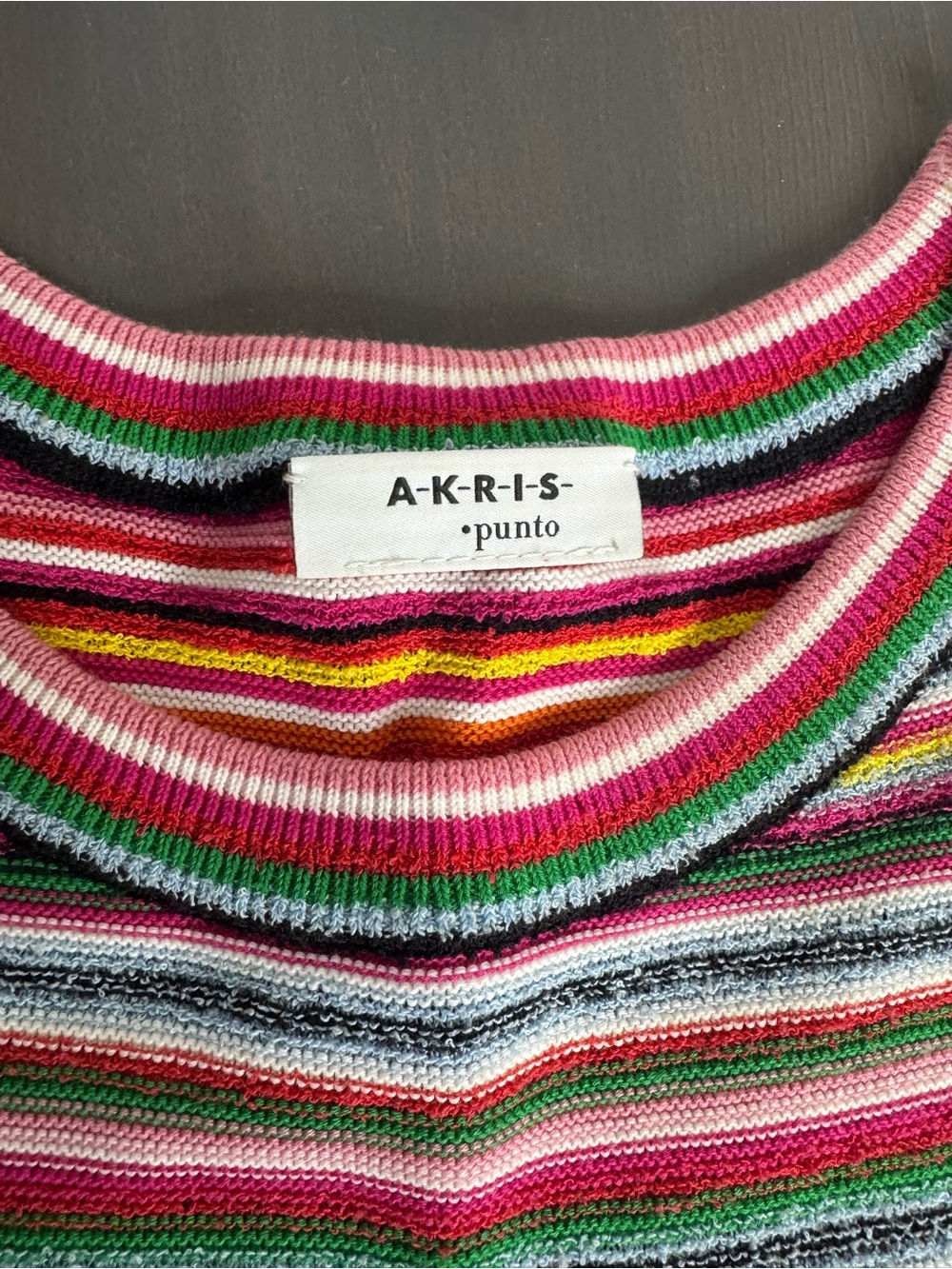 Akris Punto Short-sleeved Striped Knit Multicolor Top - Picture 4 of 9